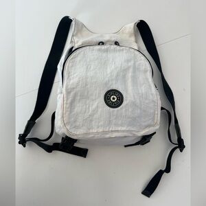 Kipling White & Black Flap Front Zippered Nylon Travel Backpack